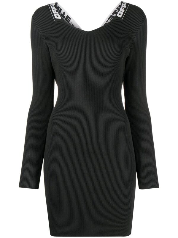 Off-White  logo-tape ribbed dress