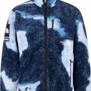 Supreme  x The North Face bleached denim fleece jacket
