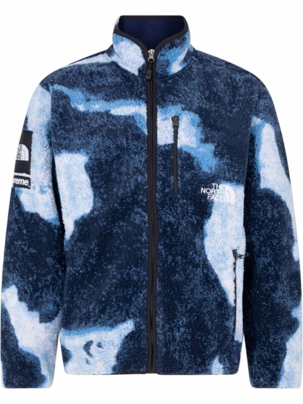 Supreme  x The North Face bleached denim fleece jacket