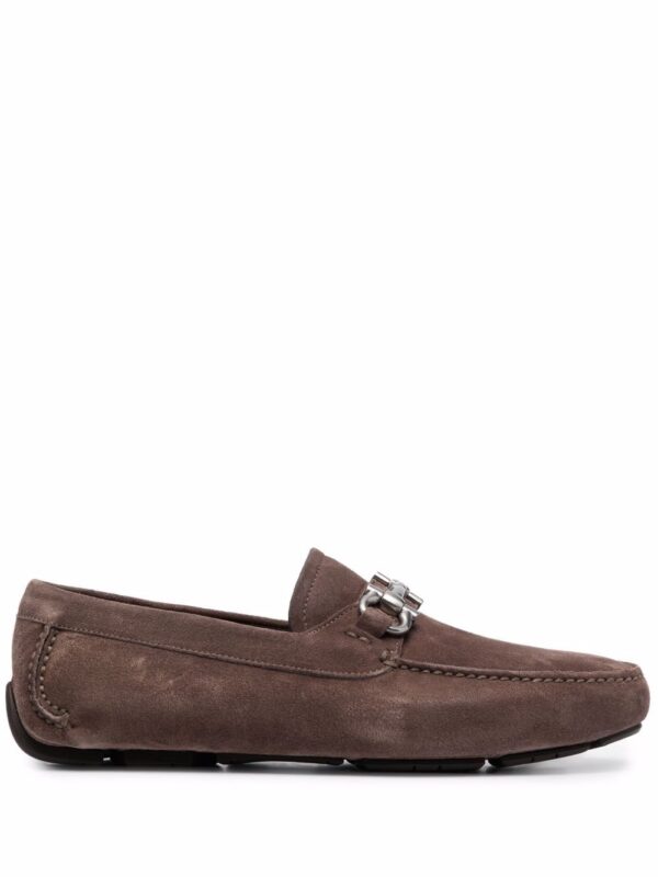 Ferragamo  Gancini-buckle suede moccasins