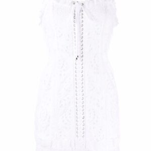 Dolce & Gabbana lace-up floral lace mini dress