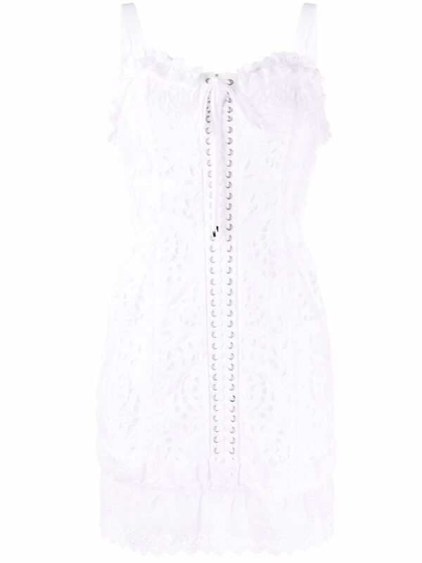Dolce & Gabbana  lace-up floral lace mini dress