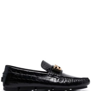 Versace  Greca-plaque crocodile-effect loafers