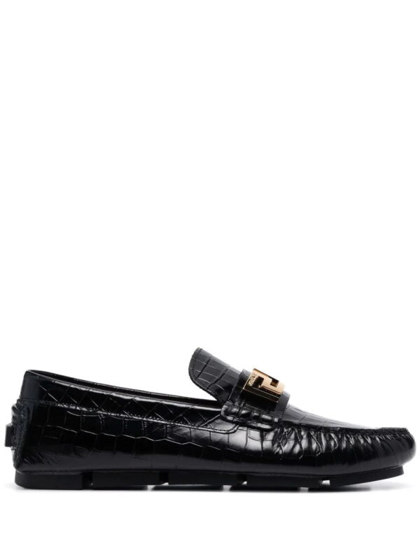 Versace  Greca-plaque crocodile-effect loafers