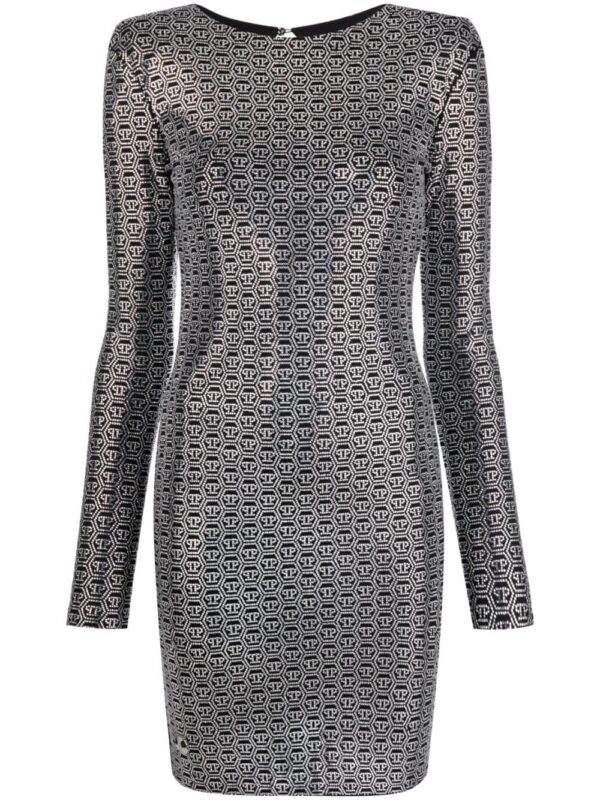 Philipp Plein Crystal-embellished long-sleeve mini dress