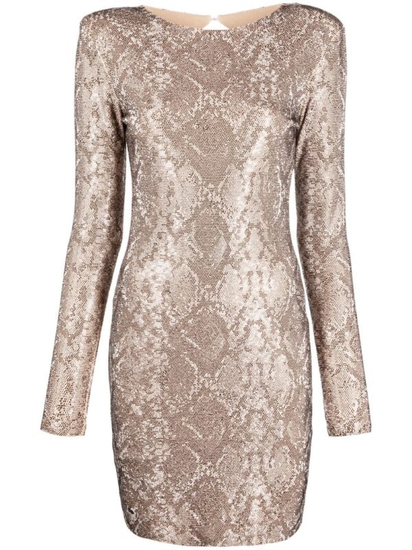 Philipp Plein Python-print crystal mini dress
