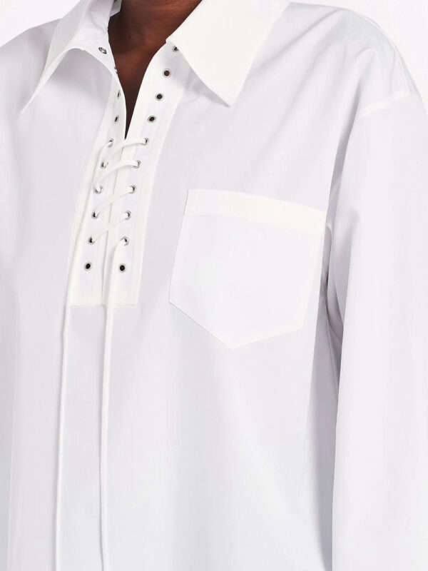 Prada  laced-placket long-sleeve tailored shirt - Image 4