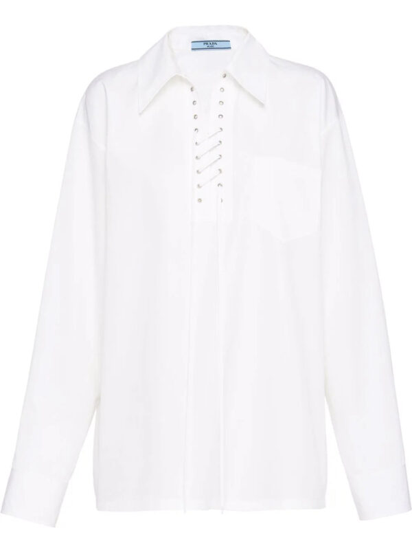 Prada  laced-placket long-sleeve tailored shirt