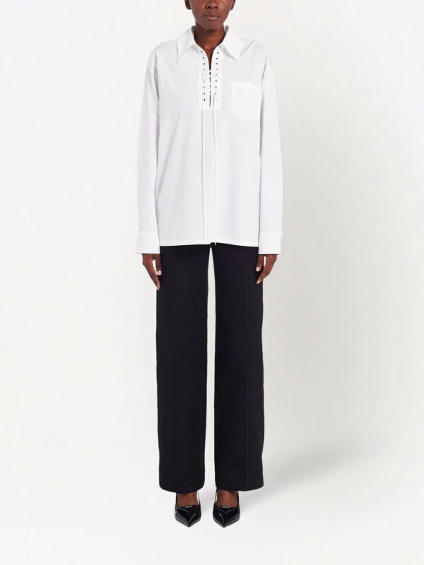 Prada  laced-placket long-sleeve tailored shirt - Image 2
