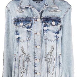 Philipp Plein Oversized crystal-embellished denim jacket