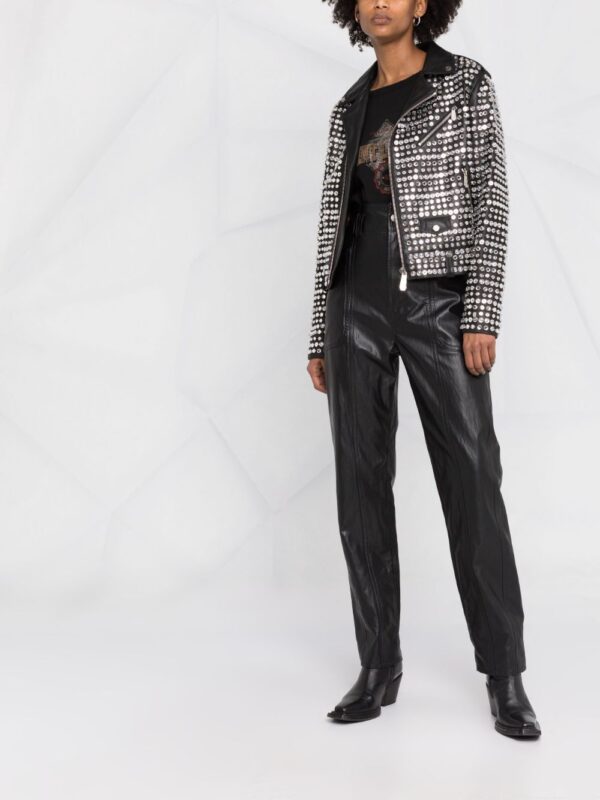 Philipp Plein  crystal-embellished leather jacket - Image 3