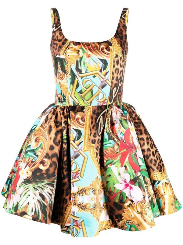 Philipp Plein Duchesse baroque flowers-print mini dress