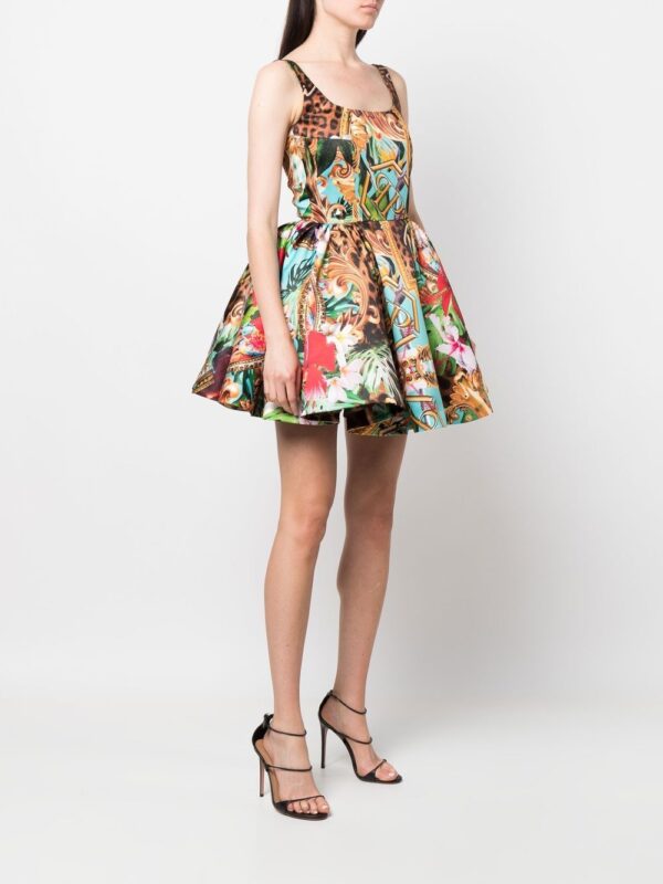 Philipp Plein Duchesse baroque flowers-print mini dress - Image 3