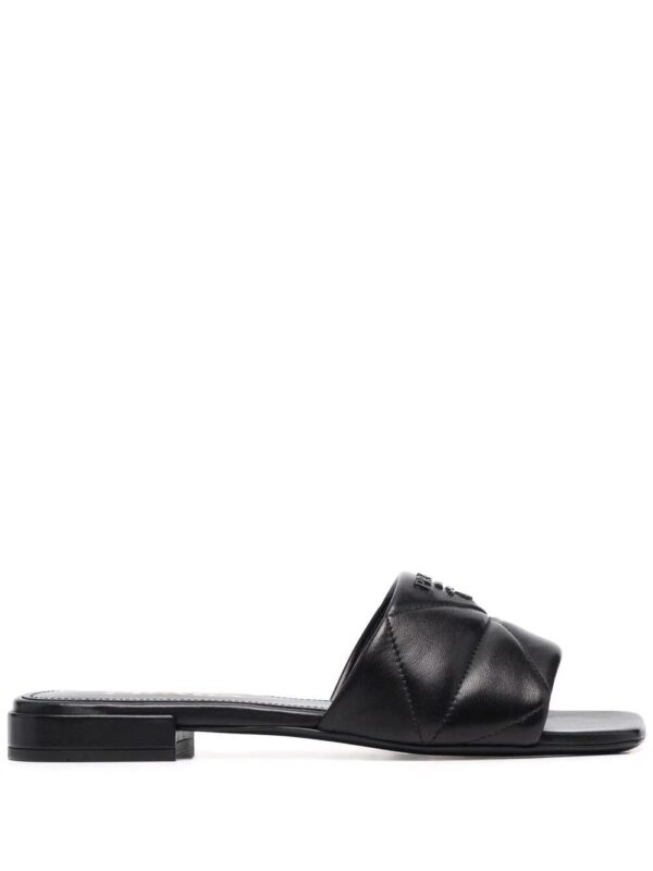 Prada triangle quilted sandals.