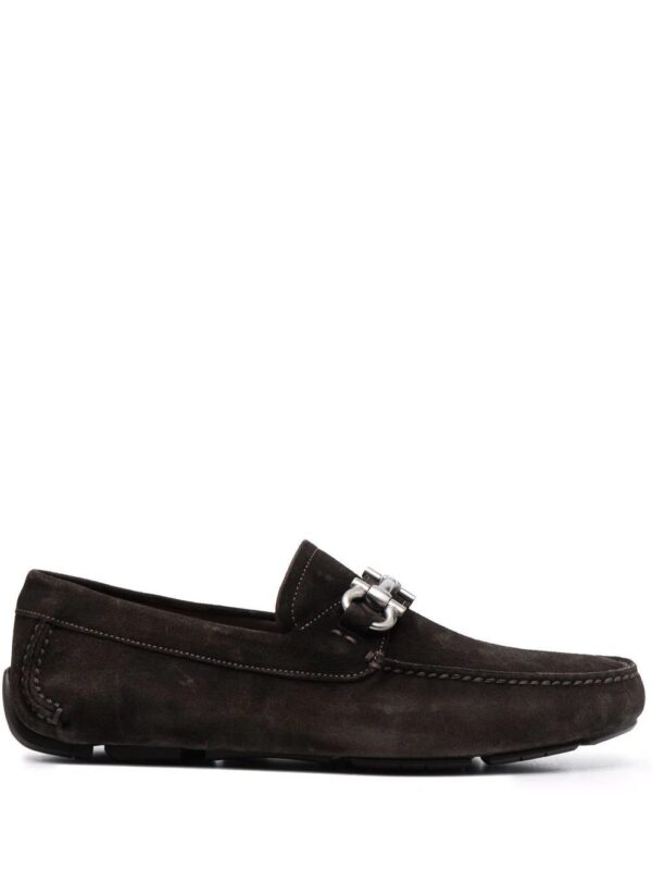 Ferragamo  Gancini-buckle suede moccasins