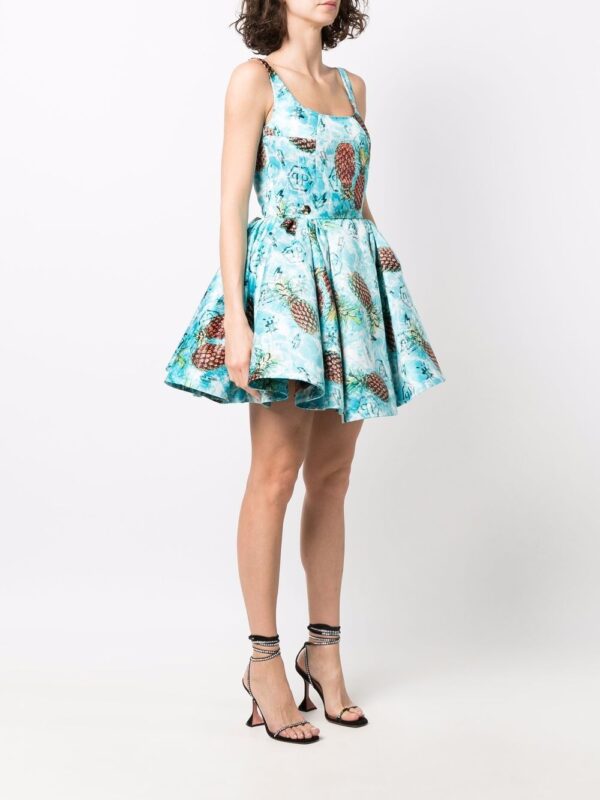 Philipp Plein Duchesse pineapple skies-print mini dress - Image 3