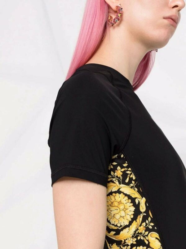 Versace  baroque-panelled logo-print T-shirt - Image 3