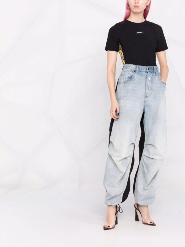 Versace  baroque-panelled logo-print T-shirt - Image 2
