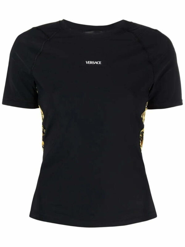 Versace  baroque-panelled logo-print T-shirt