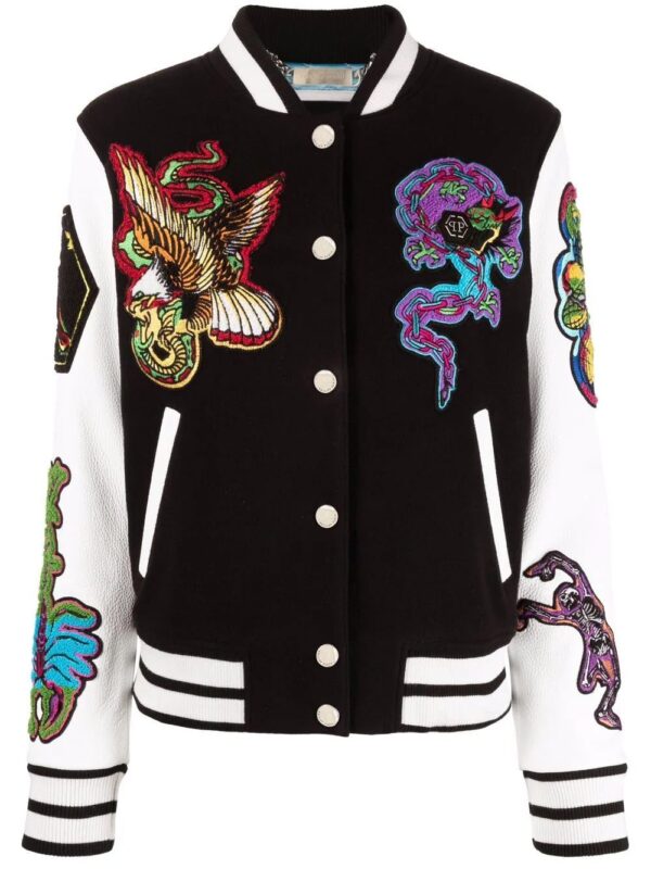 Philipp Plein  embroidered-patches colour-block varsity jacket