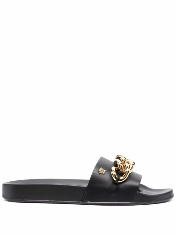 Versace  chain-embellished flat slides