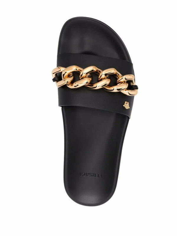 Versace  chain-embellished flat slides - Image 4