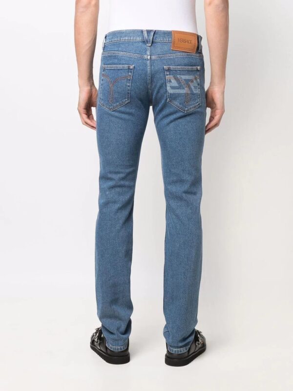 Versace  straight-leg greca-print jeans - Image 4