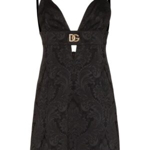 Dolce & Gabbana DG plaque brocade mini dress