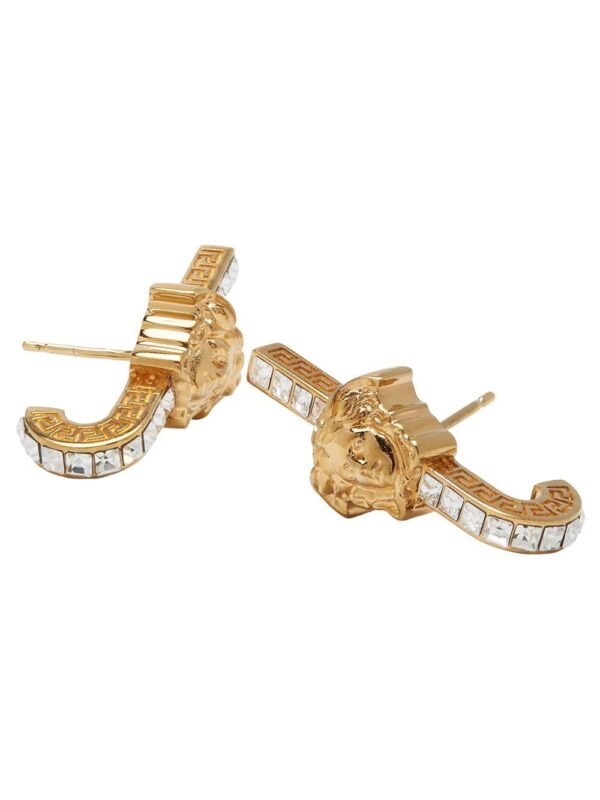 Versace  Medusa crystal-embellished huggie earrings - Image 2