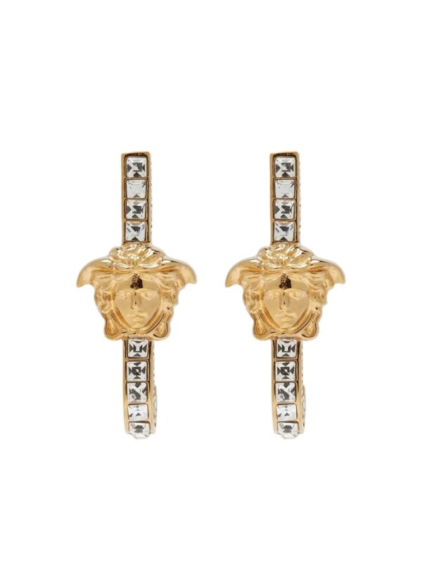 Versace  Medusa crystal-embellished huggie earrings