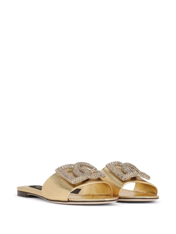 Dolce & Gabbana  crystal embellished logo leather slides - Image 2