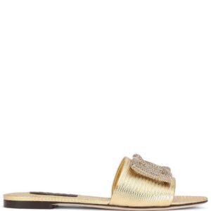Dolce & Gabbana  crystal embellished logo leather slides