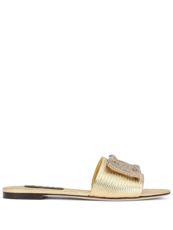 Dolce & Gabbana  crystal embellished logo leather slides