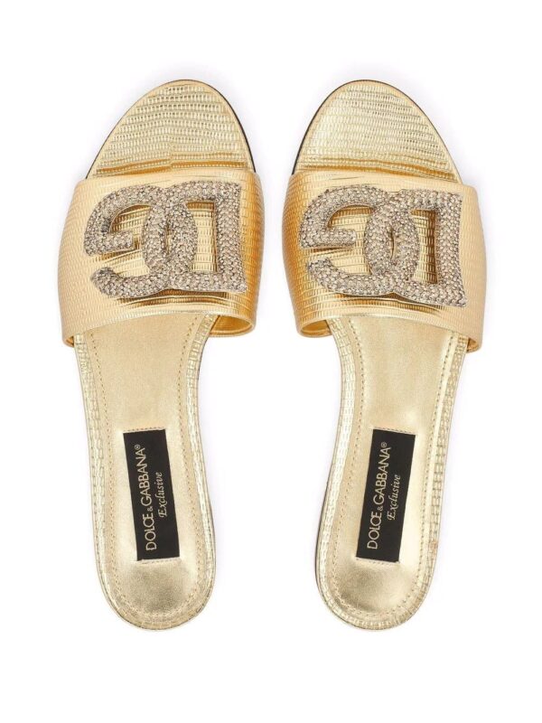 Dolce & Gabbana  crystal embellished logo leather slides - Image 4