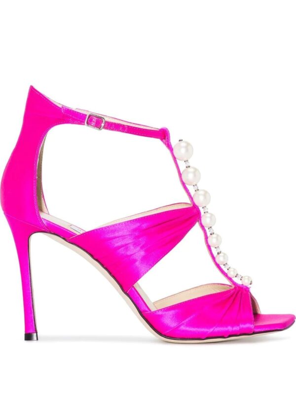 Jimmy choo  Aura 95mm embellished satin sandals