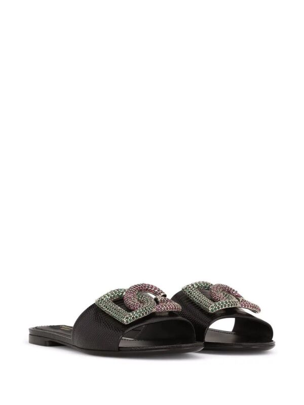 Dolce & Gabbana  crystal-logo leather slides - Image 2