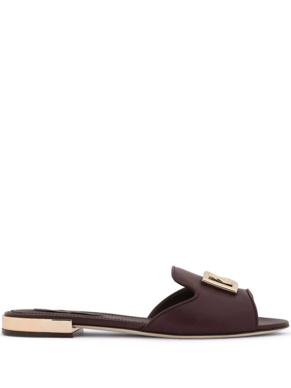 Dolce & Gabbana  DG logo-plaque leather slides