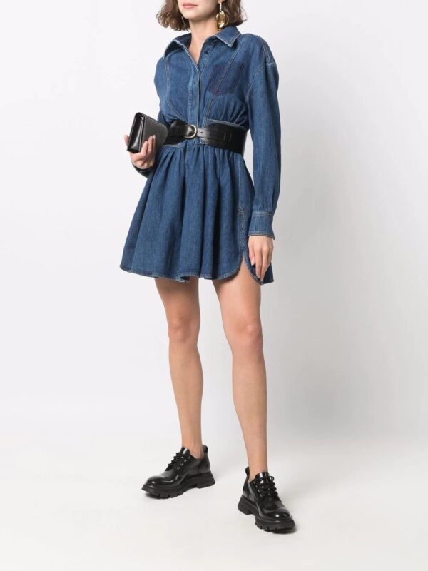 Alexander McQueen  flared denim shirt dress - Image 2