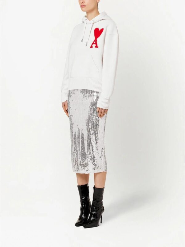 AMI Paris  logo-intarsia knit hoodie - Image 2