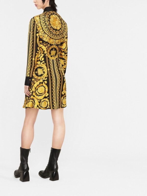 Versace Barocco silk midi shirt dress - Image 4