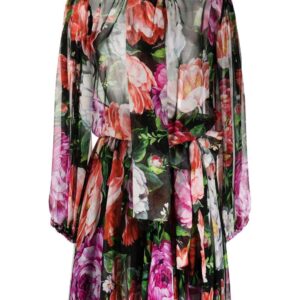 Dolce & Gabbana  floral-print pussybow silk dress