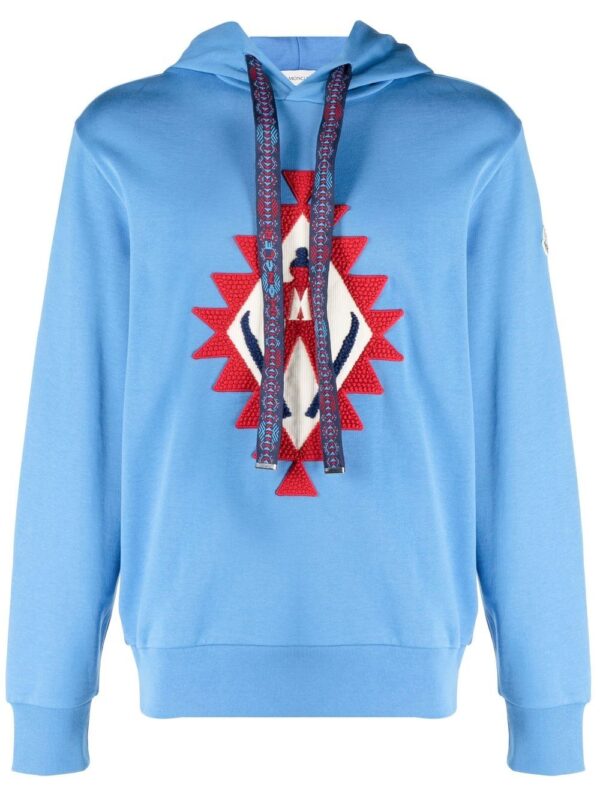 Moncler  embroidered motif cotton hoodie