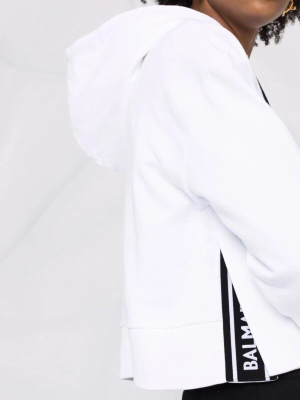 Balmain  logo-print cropped hoodie - Image 3