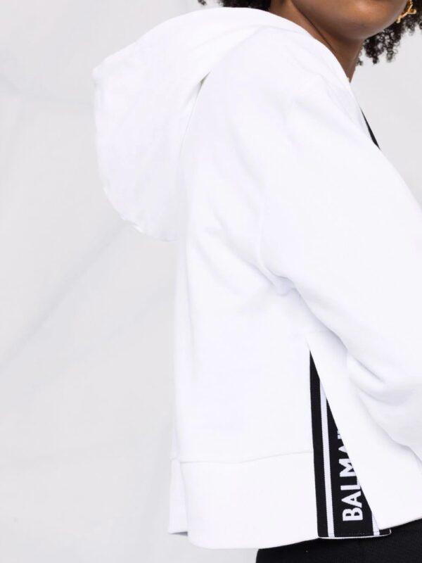 Balmain  logo-print cropped hoodie - Image 3