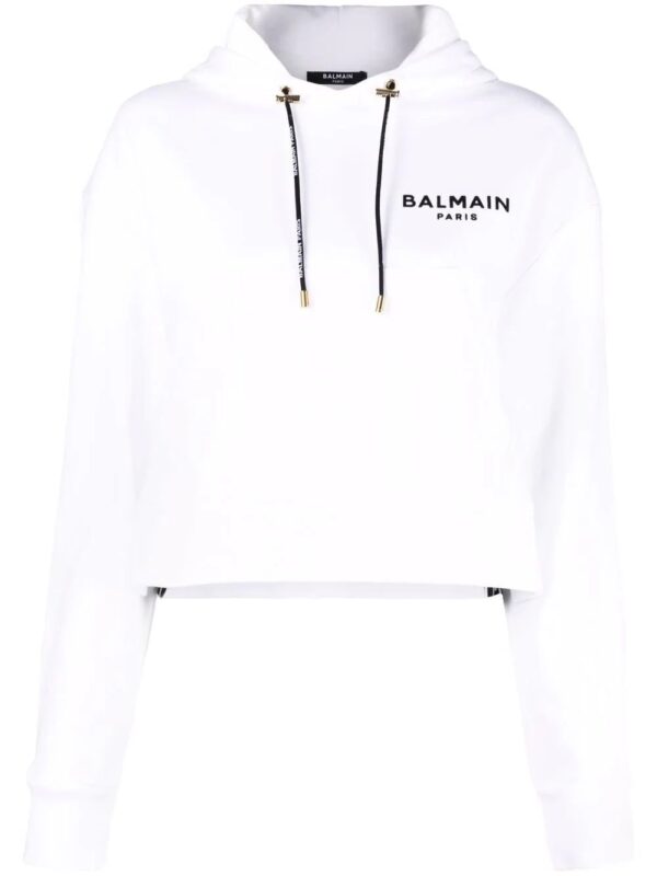 Balmain  logo-print cropped hoodie