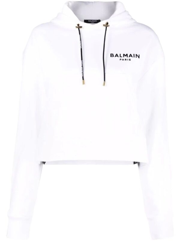 Balmain  logo-print cropped hoodie
