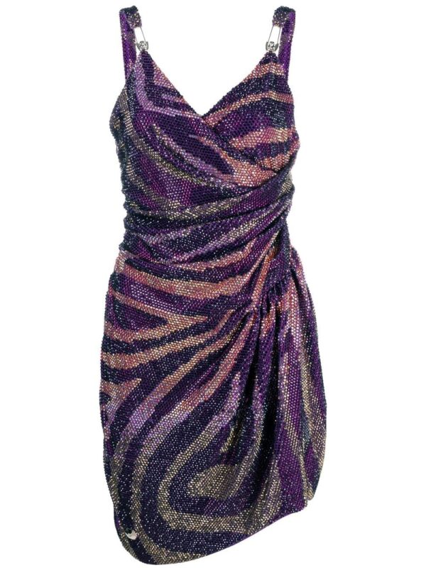 Philipp Plein crystal-embellished zebra-print dress