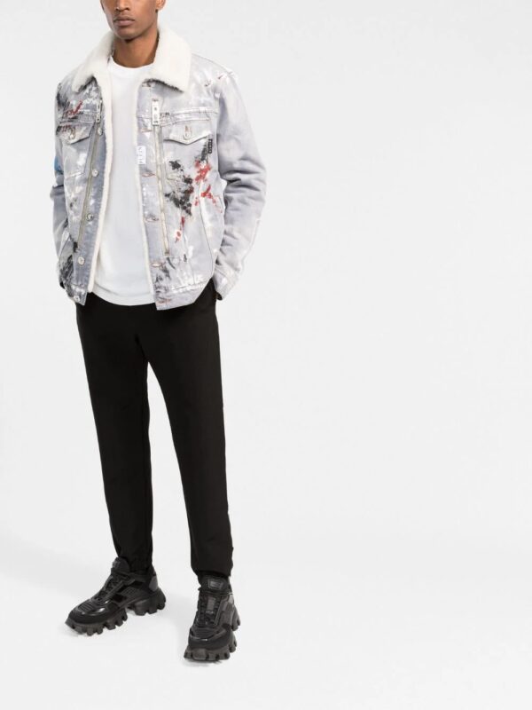 Philipp Plein  painterly-print sherpa denim jacket - Image 2