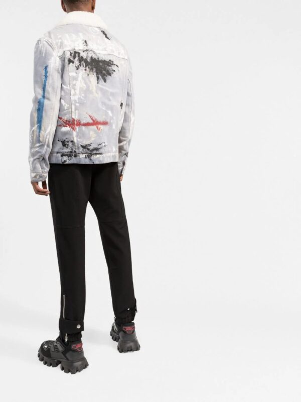 Philipp Plein  painterly-print sherpa denim jacket - Image 4