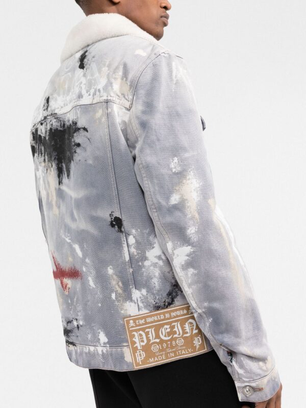 Philipp Plein  painterly-print sherpa denim jacket - Image 3
